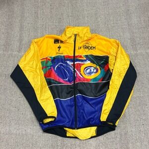 Vintage Louis Garneau Jacket Mens Medium Yellow 1990s Biking Race Windbreaker